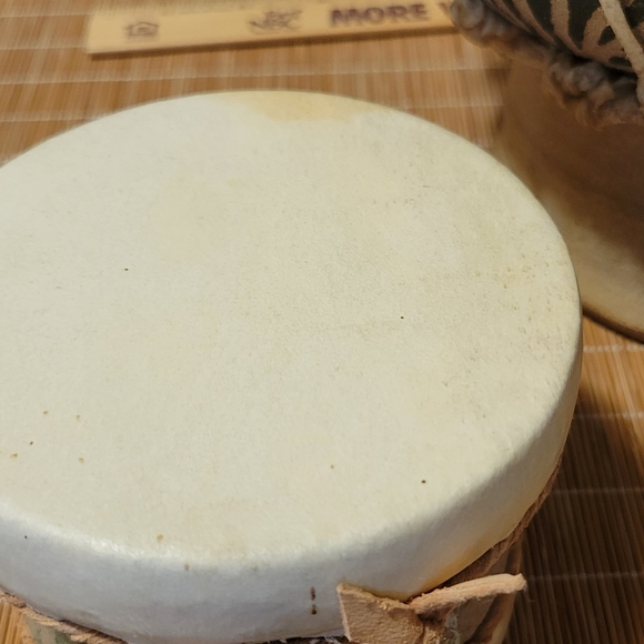 Handmade pottery Rattle Skin Drum Artist Made PNW 🎶 Vintage unique - Picture 5 of 12